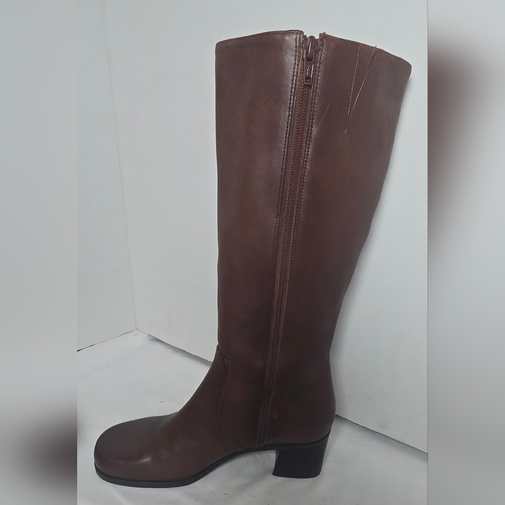Naturalizer Leather Brown Heeled Boots 8 1/2 - Picture 4 of 12